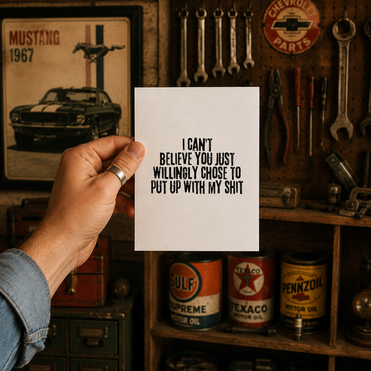 Funny Step Parent Card — I Can't Believe You Chose to Put Up With My Shit A2 Card