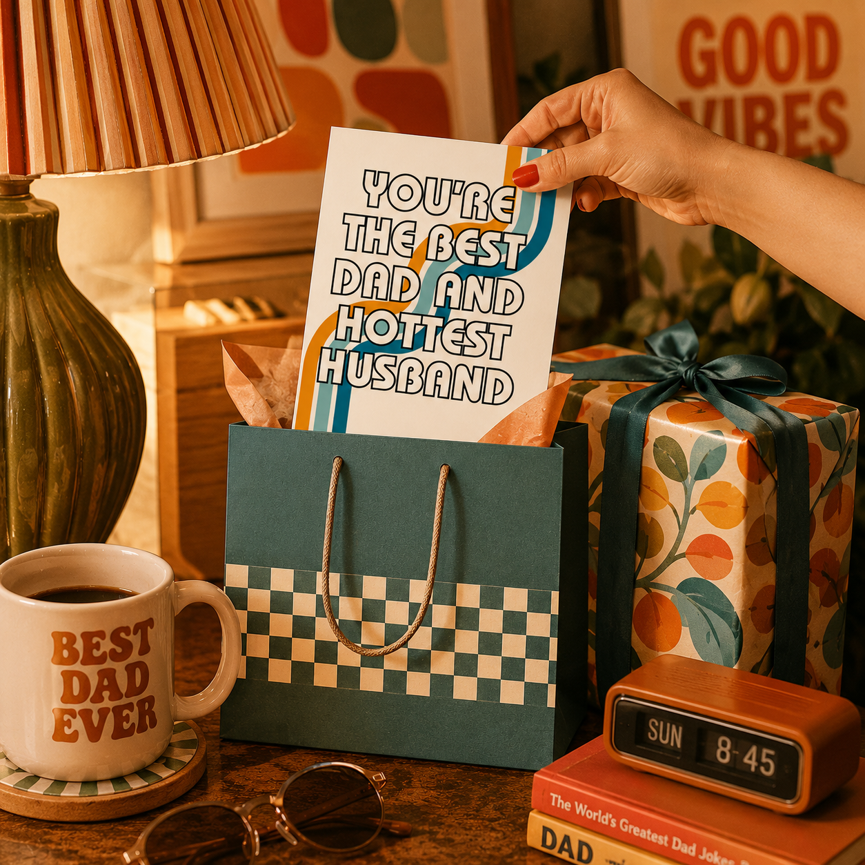 Funny Father's Day Card from Wife — You're The Best Dad and Hottest Husband A2 Card