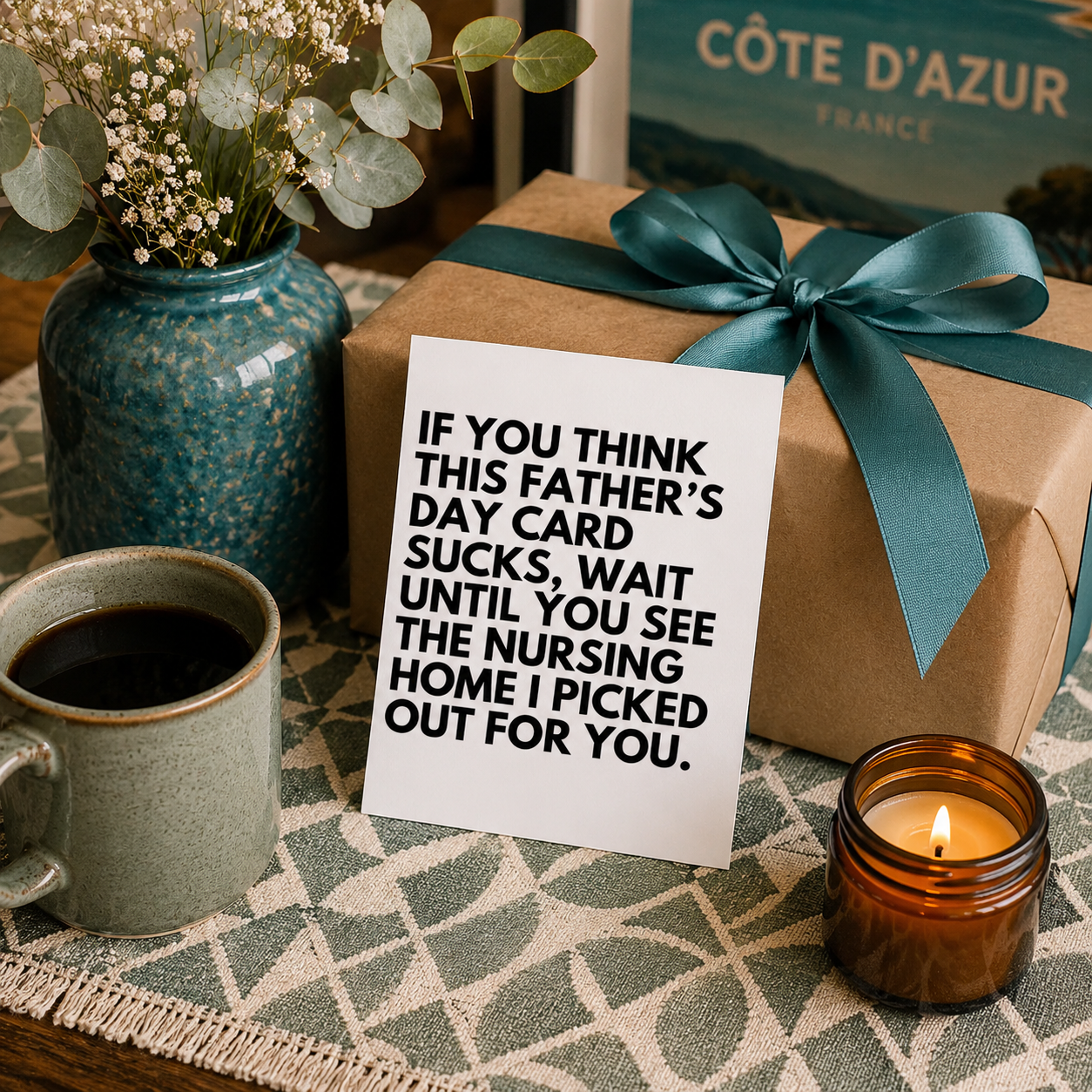 Funny Father's Day Card for Dad — Nursing Home Joke Threat A2 Card