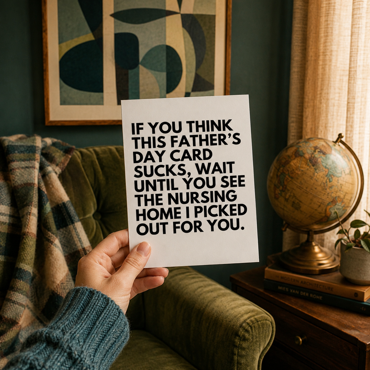Funny Father's Day Card for Dad — Nursing Home Joke Threat A2 Card