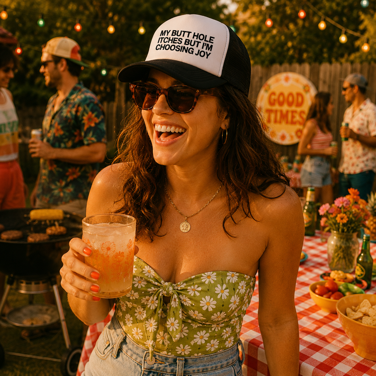 Funny Trucker Hat — My Butt Hole Itches But I'm Choosing Joy Otto Hat