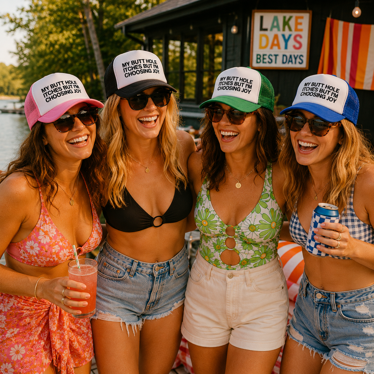 Funny Trucker Hat — My Butt Hole Itches But I'm Choosing Joy Otto Hat