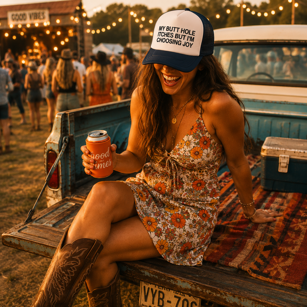 Funny Trucker Hat — My Butt Hole Itches But I'm Choosing Joy Otto Hat