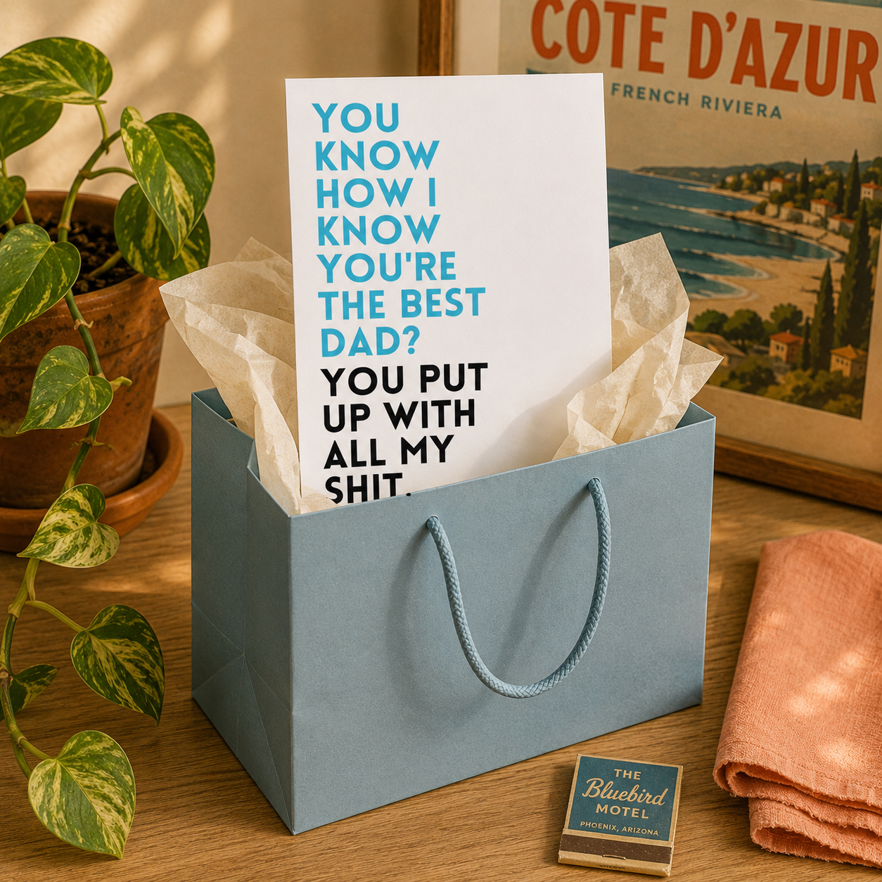 Funny Father's Day Card for Dad — You Put Up With All My Shit A2 Card