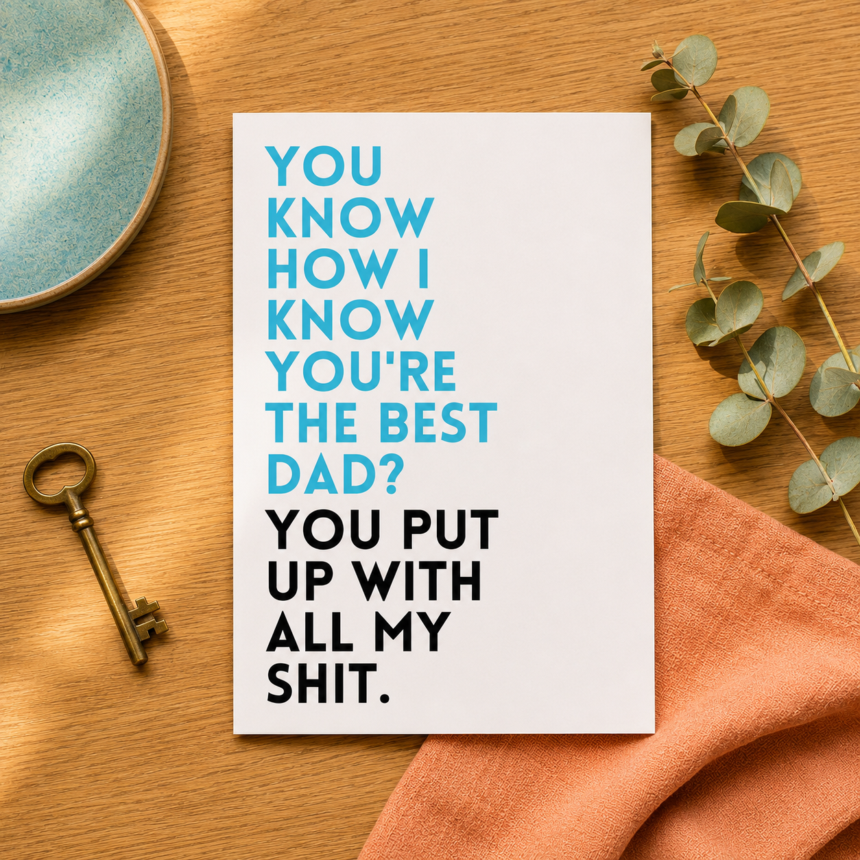 Funny Father's Day Card for Dad — You Put Up With All My Shit A2 Card