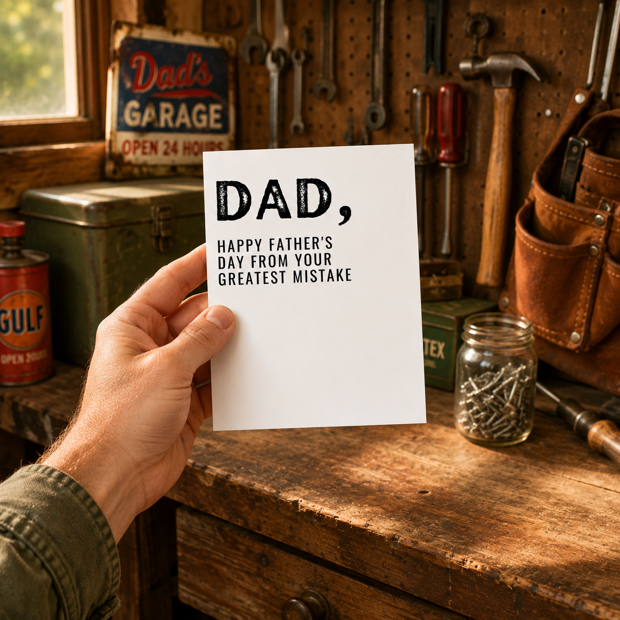 Funny Father's Day Card from Daughter or Son — Greatest Mistake A2 Card