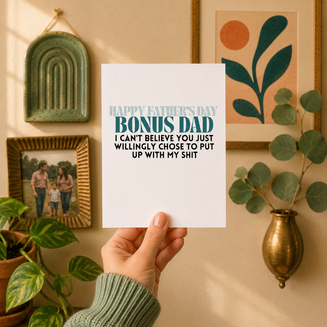 Funny Father's Day Card for Bonus Dad — Happy Father's Day Step Dad A2 Card