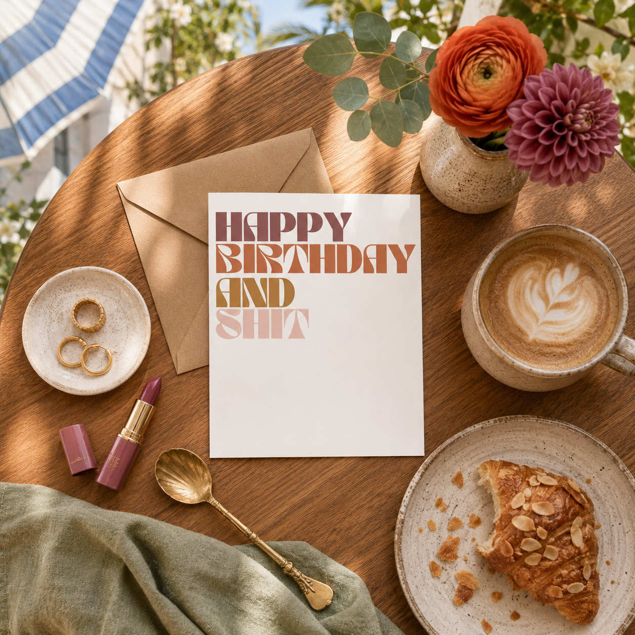 Funny Birthday Card for Best Friend — Happy Birthday and Shit A2 Card