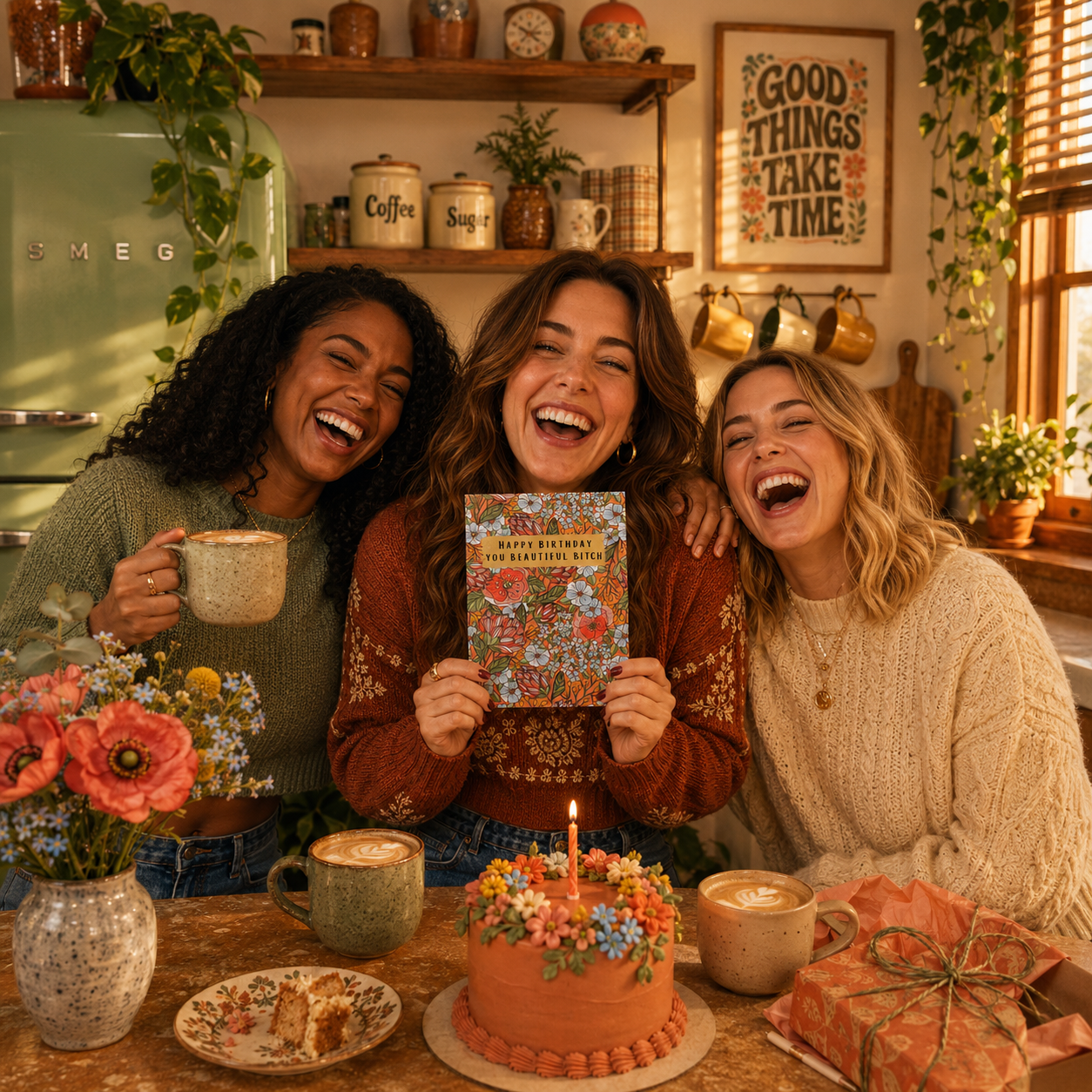 Funny Birthday Card for Best Friend — Happy Birthday Beautiful Bitch A2 Card