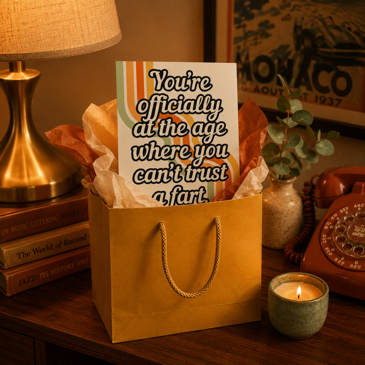 Funny Milestone Birthday Card — Can't Trust a Fart A2 Card