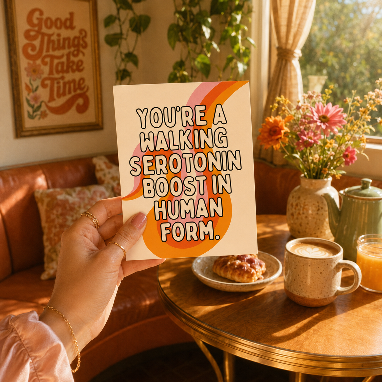 Funny Compliment Card — You're a Walking Serotonin Boost A2 Card