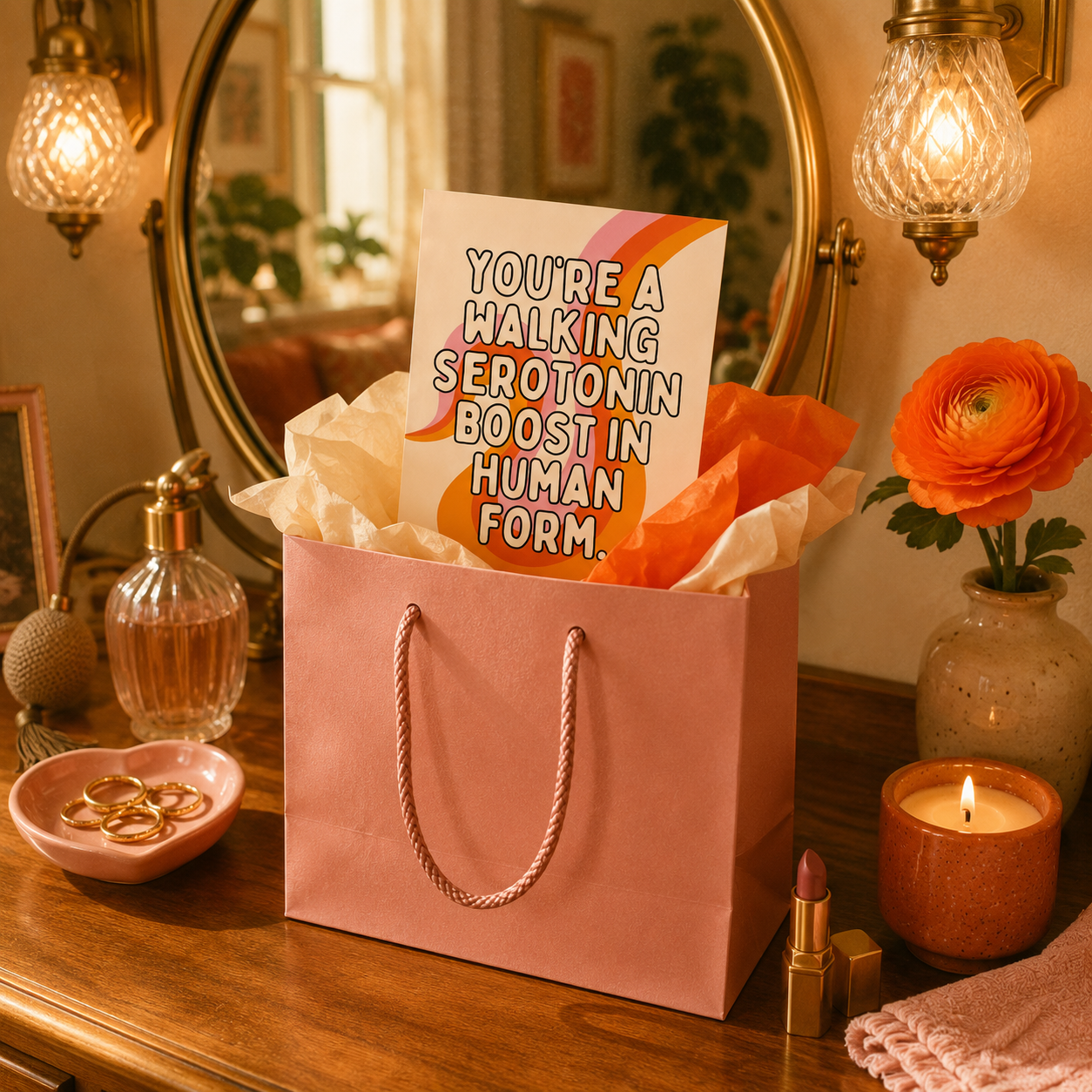 Funny Compliment Card — You're a Walking Serotonin Boost A2 Card