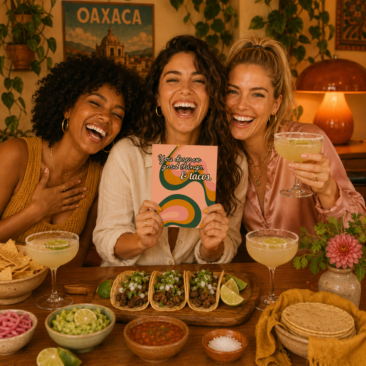 Funny Encouragement Card — You Deserve Good Things and Tacos A2 Card