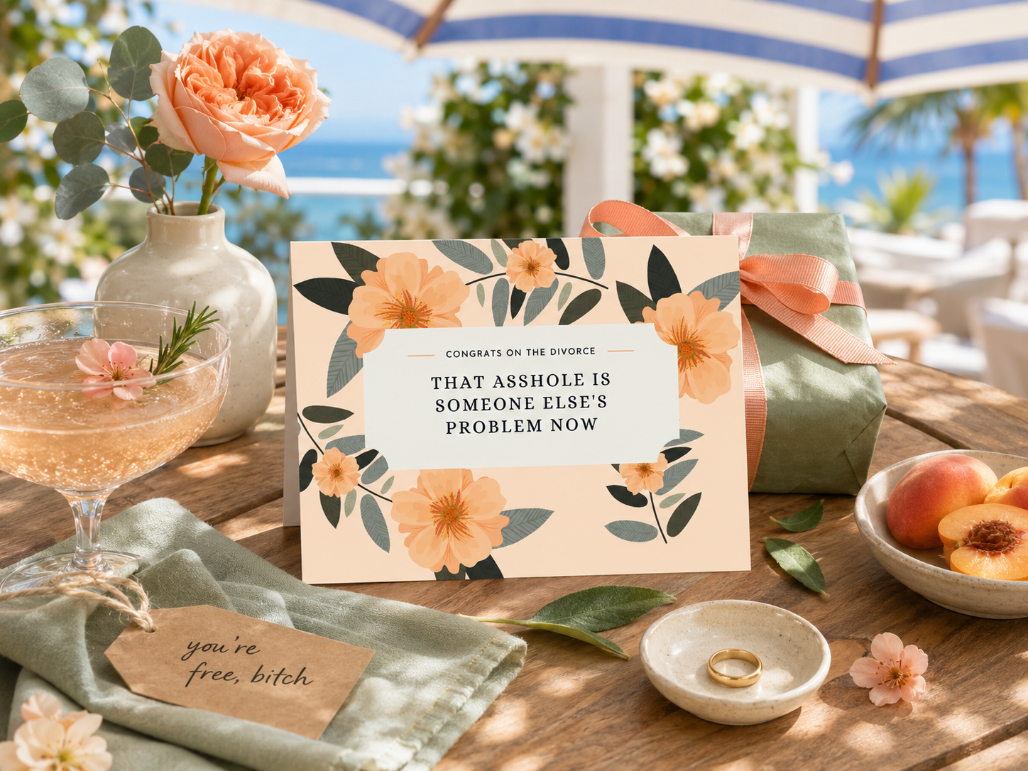 Funny Divorce Card — Someone Else's Problem Now Congratulations A2 Card
