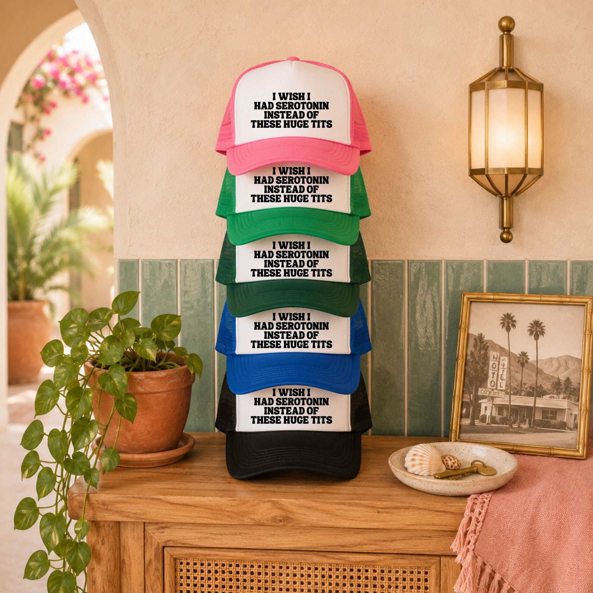Funny Trucker Hat — No Serotonin Huge Tits Otto Hat Gift for Her