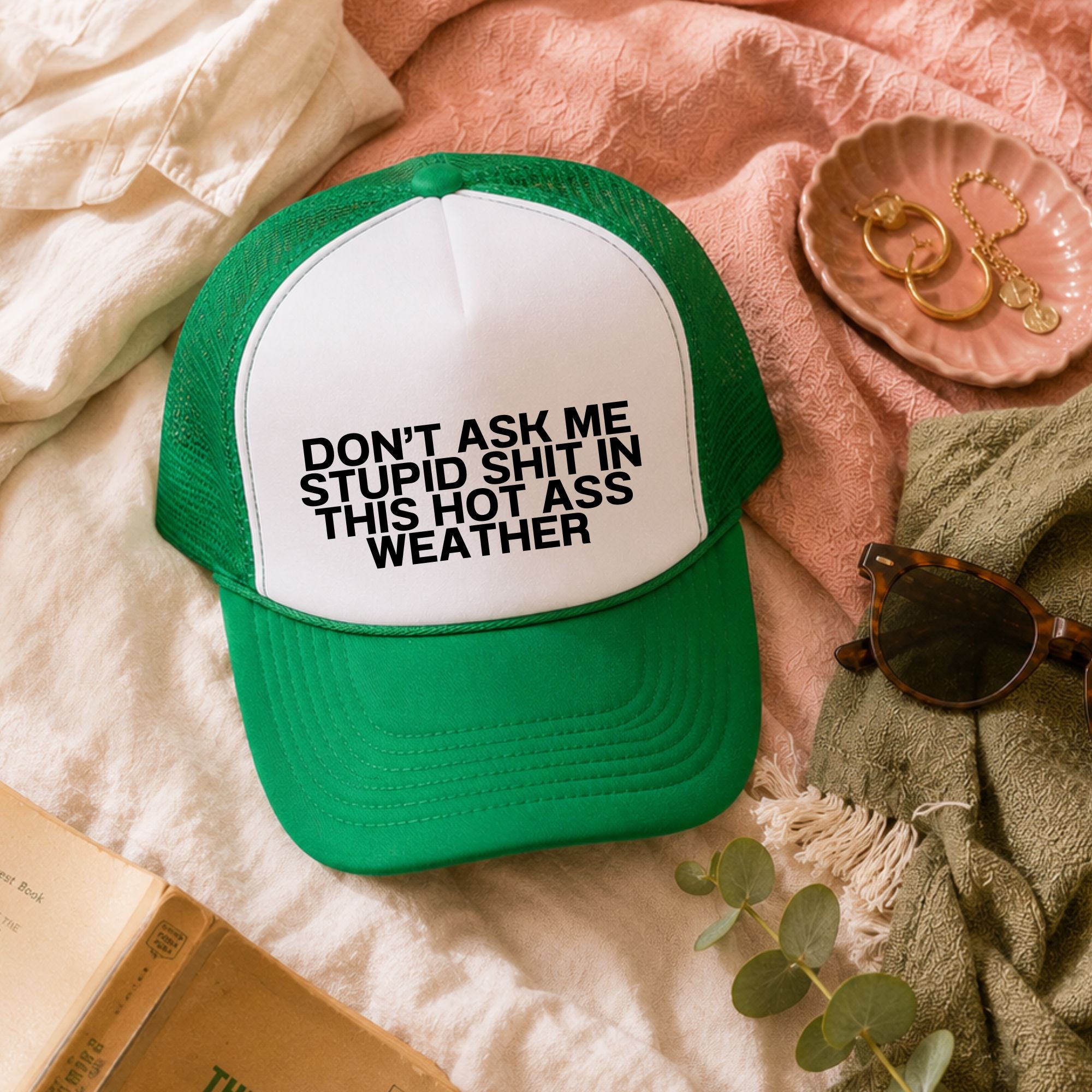 Funny Summer Trucker Hat — Hot Ass Weather Otto Hat Gift for Her