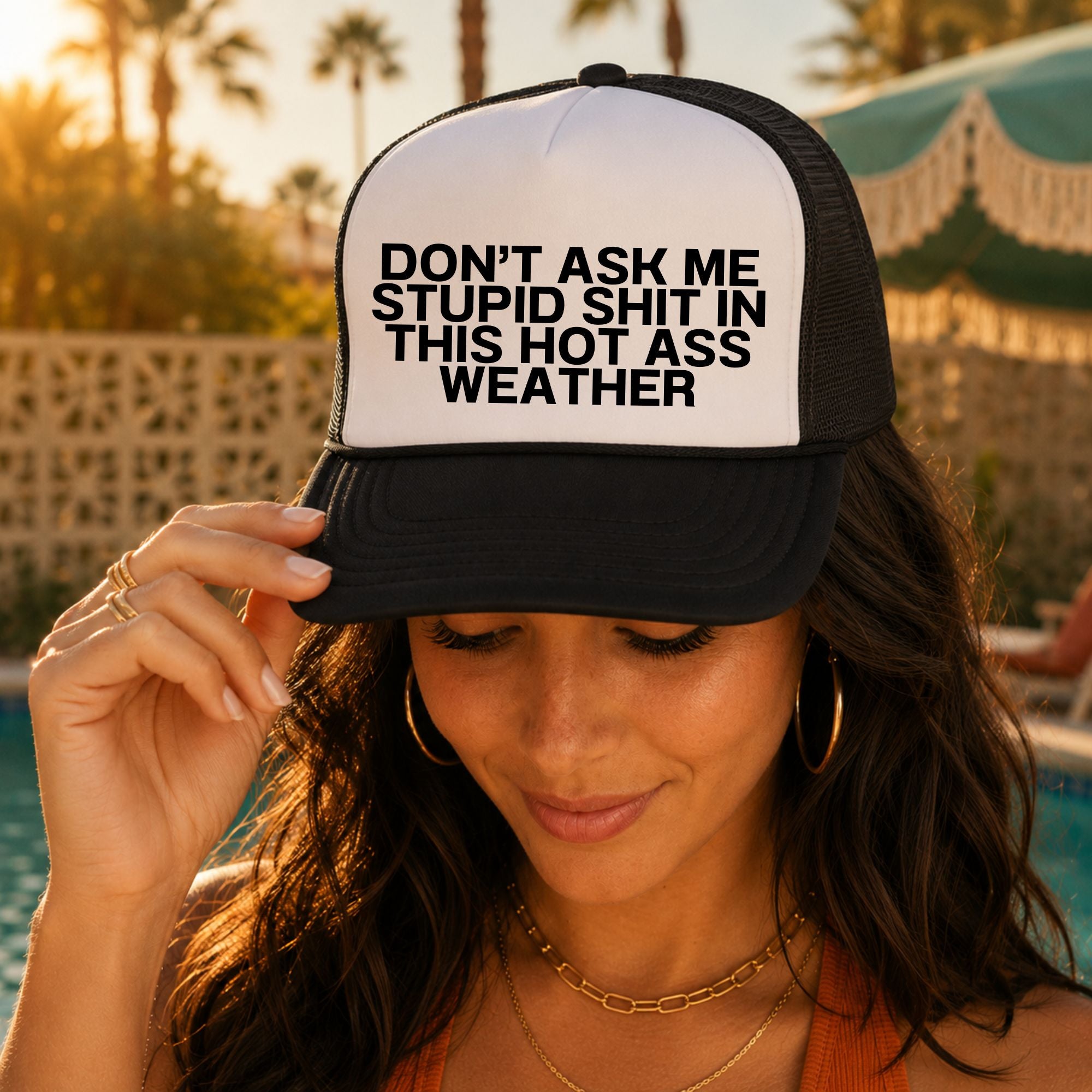 Funny Summer Trucker Hat — Hot Ass Weather Otto Hat Gift for Her