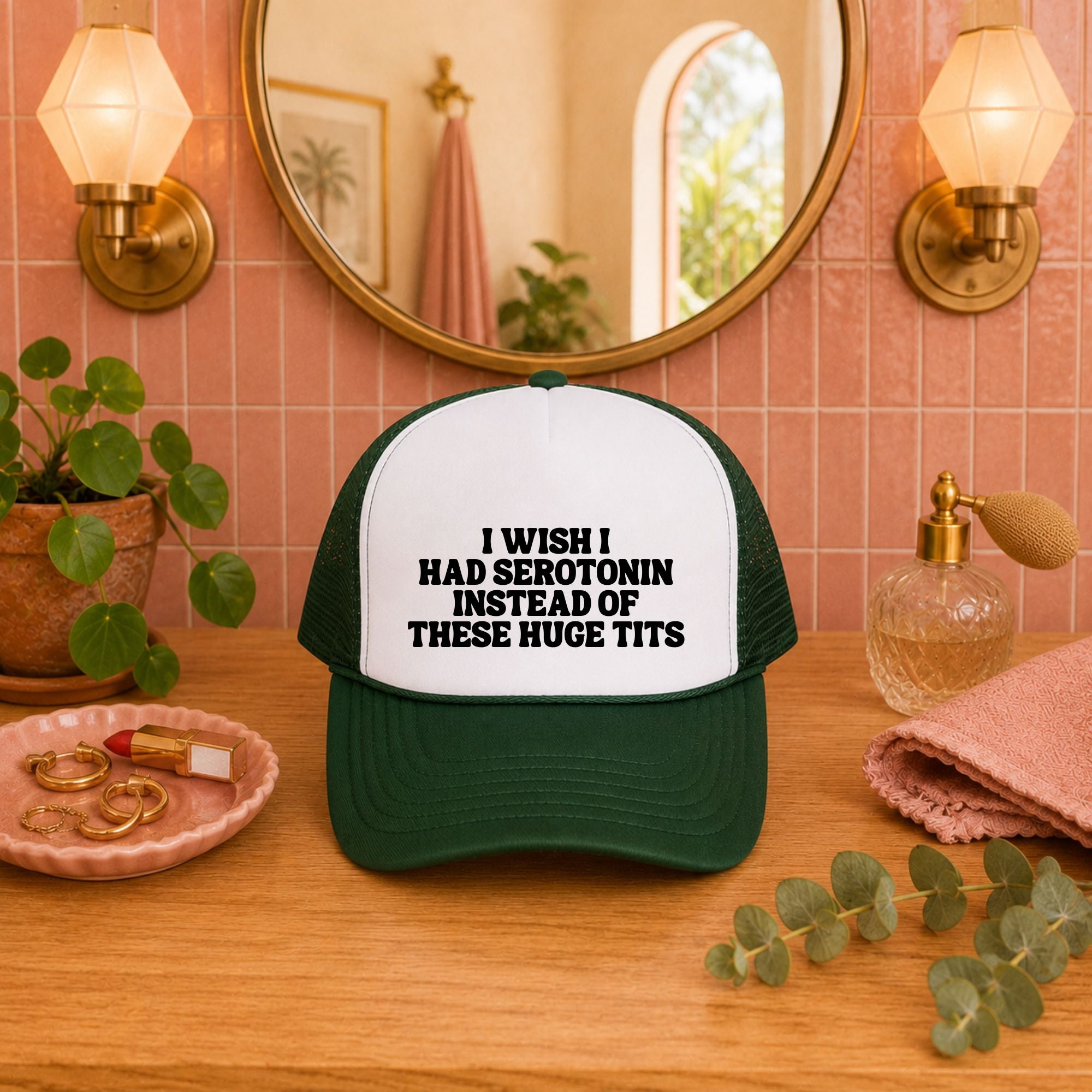 Funny Trucker Hat — No Serotonin Huge Tits Otto Hat Gift for Her