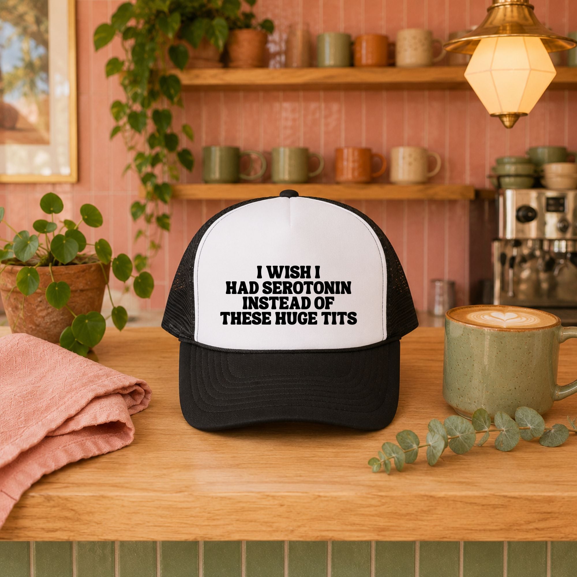 Funny Trucker Hat — No Serotonin Huge Tits Otto Hat Gift for Her