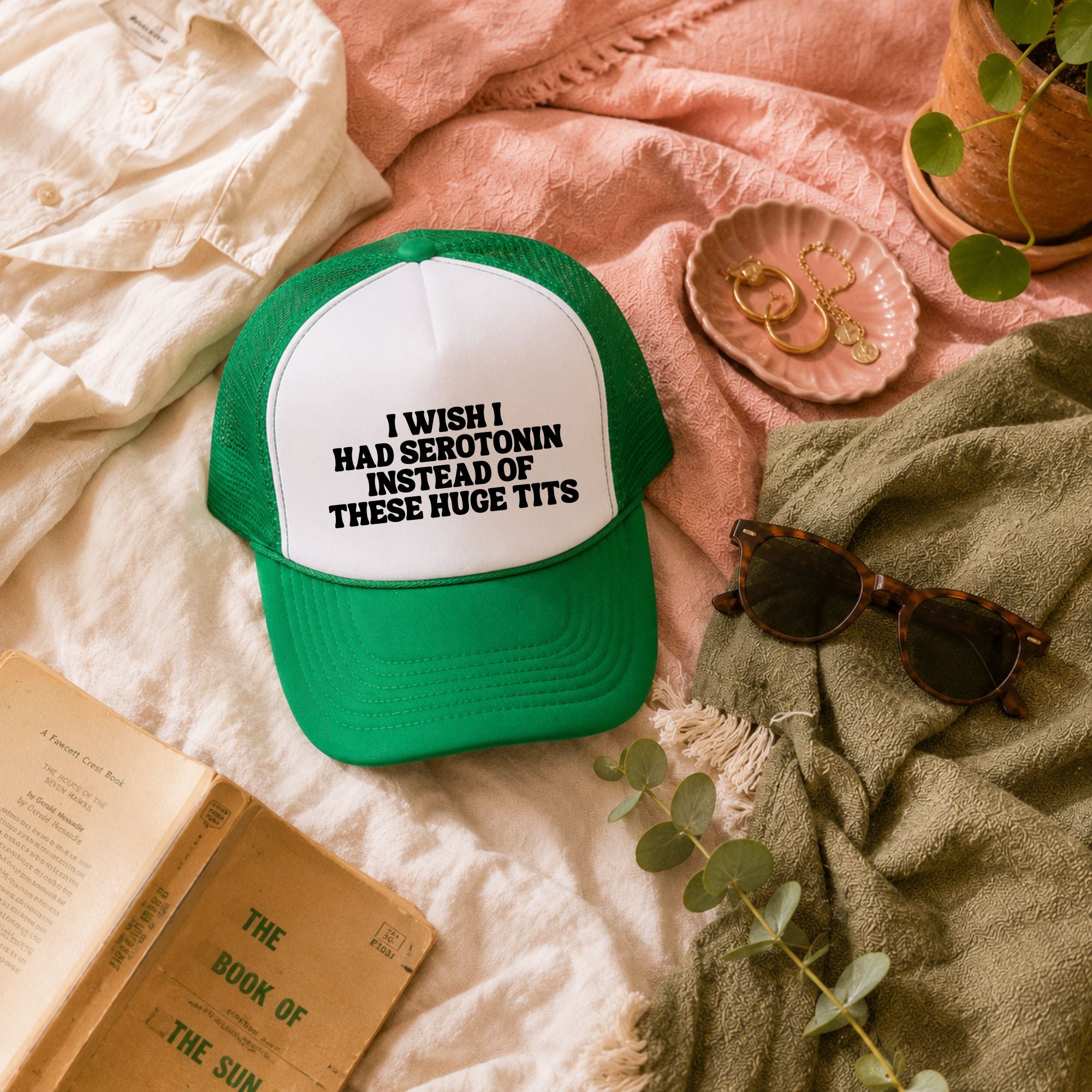 Funny Trucker Hat — No Serotonin Huge Tits Otto Hat Gift for Her