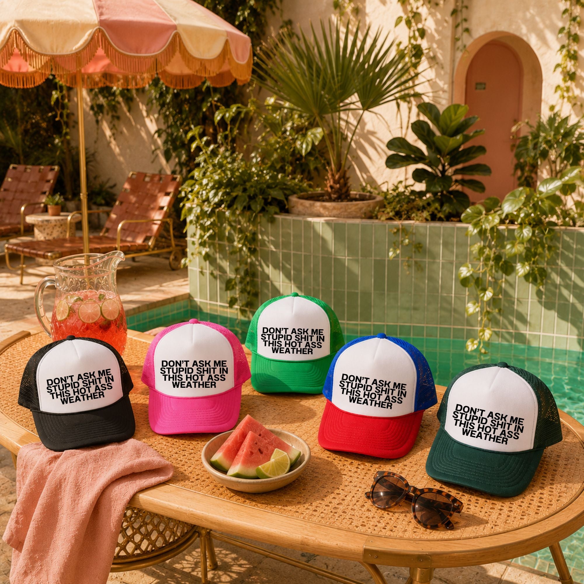 Funny Summer Trucker Hat — Hot Ass Weather Otto Hat Gift for Her