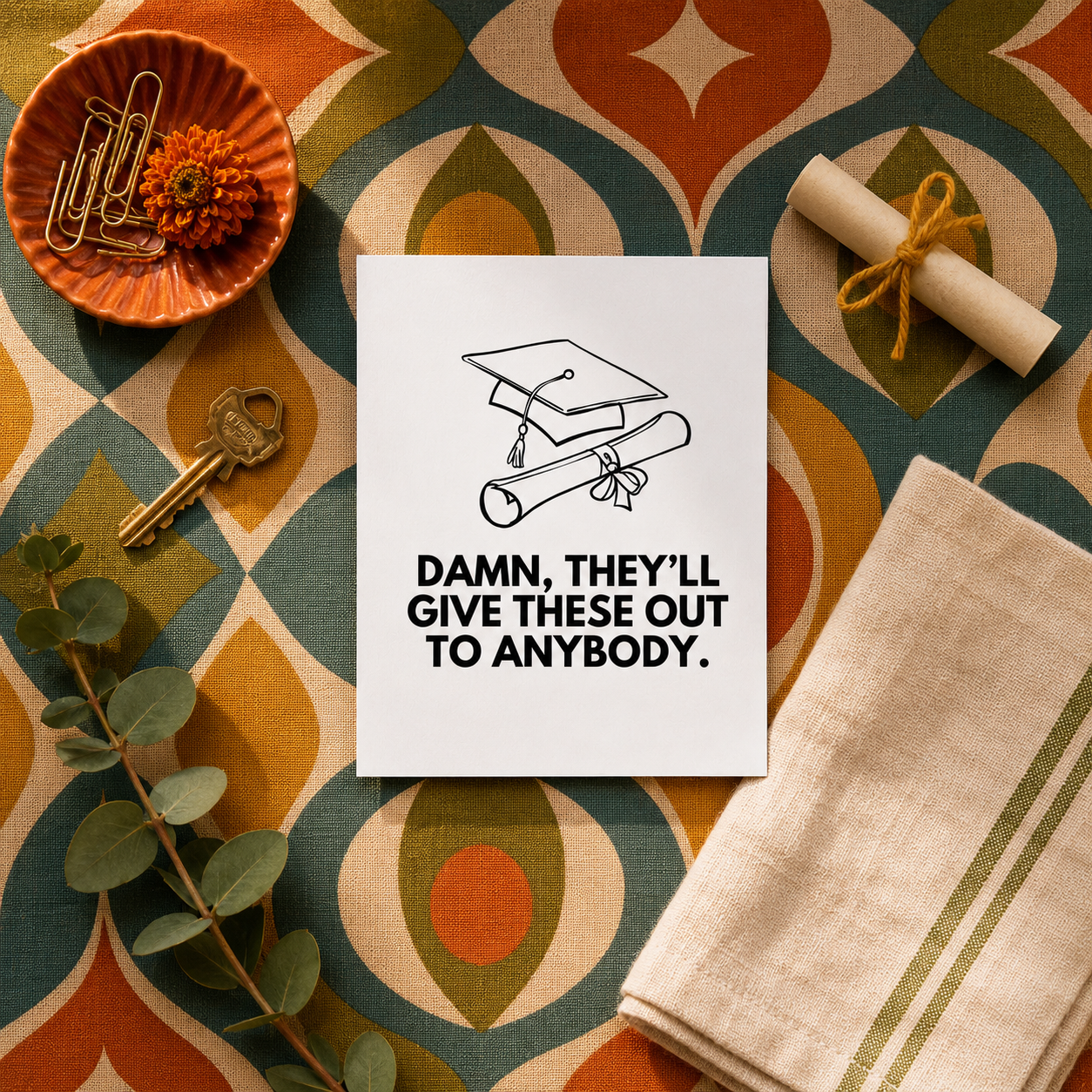Funny Sarcastic Graduation Card — Snarky Congrats Grad A2 Card