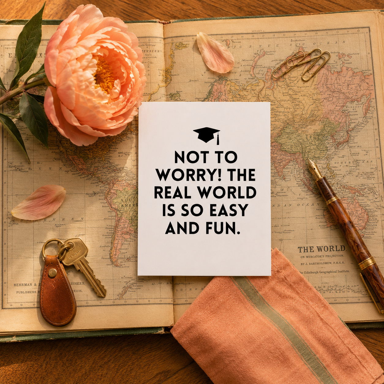 Funny Sarcastic Graduation Card — The Real World Is So Easy and Fun A2 Card