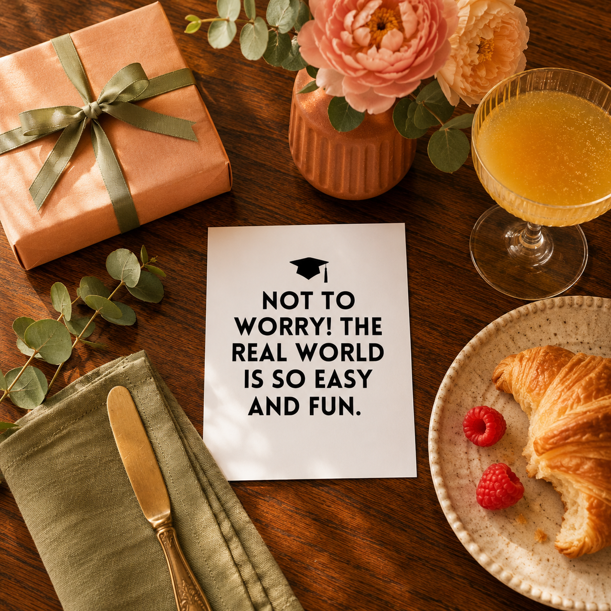 Funny Sarcastic Graduation Card — The Real World Is So Easy and Fun A2 Card