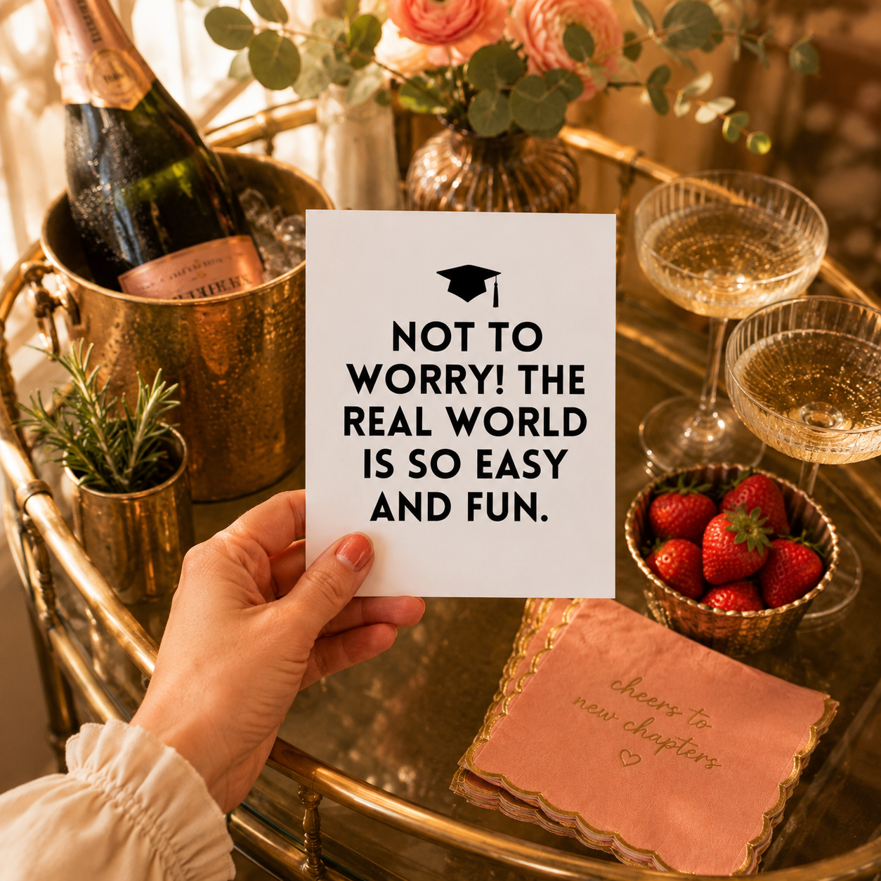 Funny Sarcastic Graduation Card — The Real World Is So Easy and Fun A2 Card