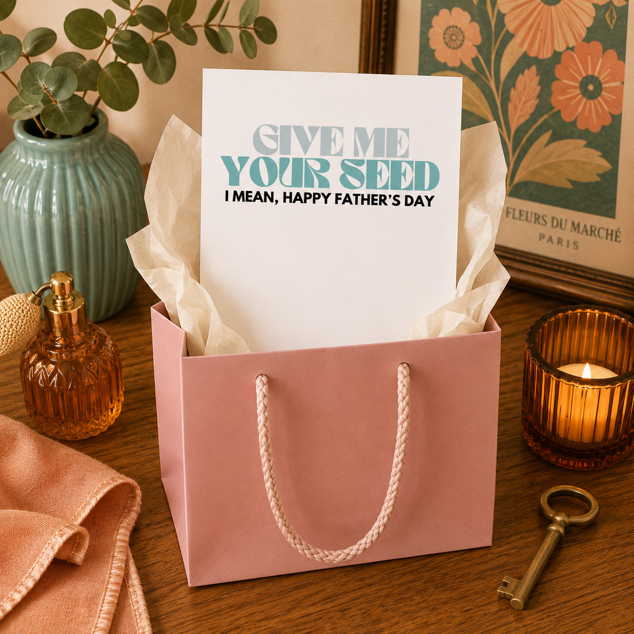 Naughty Father's Day Card from Wife — Give Me Your Seed A2 Card