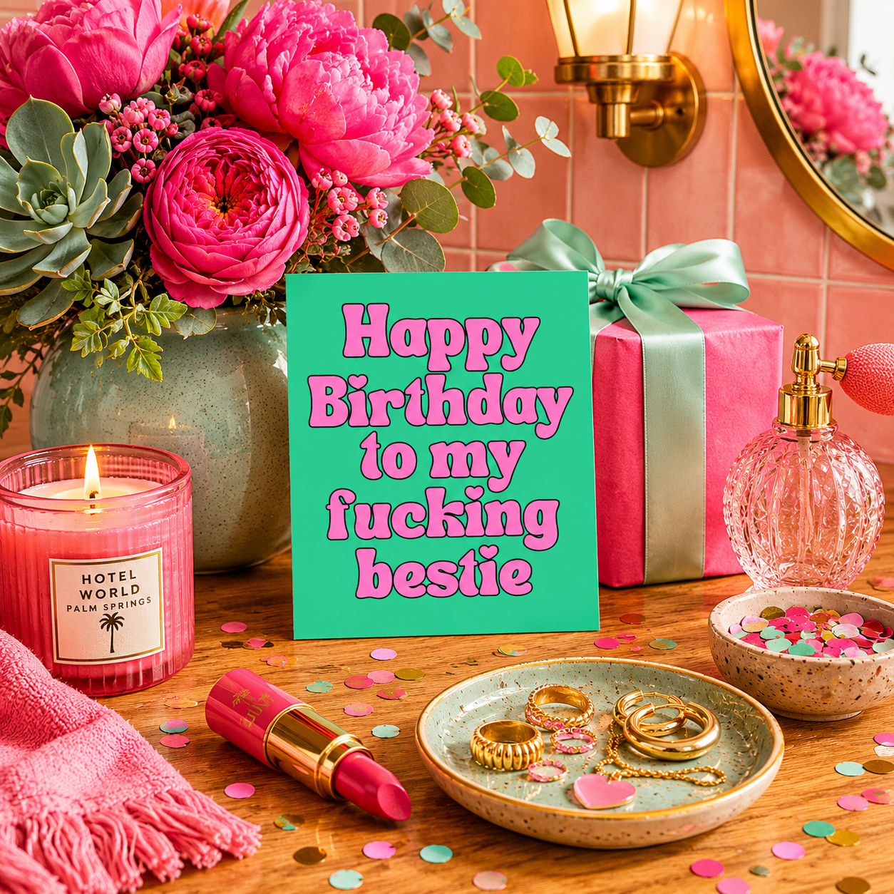 Funny Birthday Card for Best Friend — Happy Birthday to My Fucking Bestie A2 Card