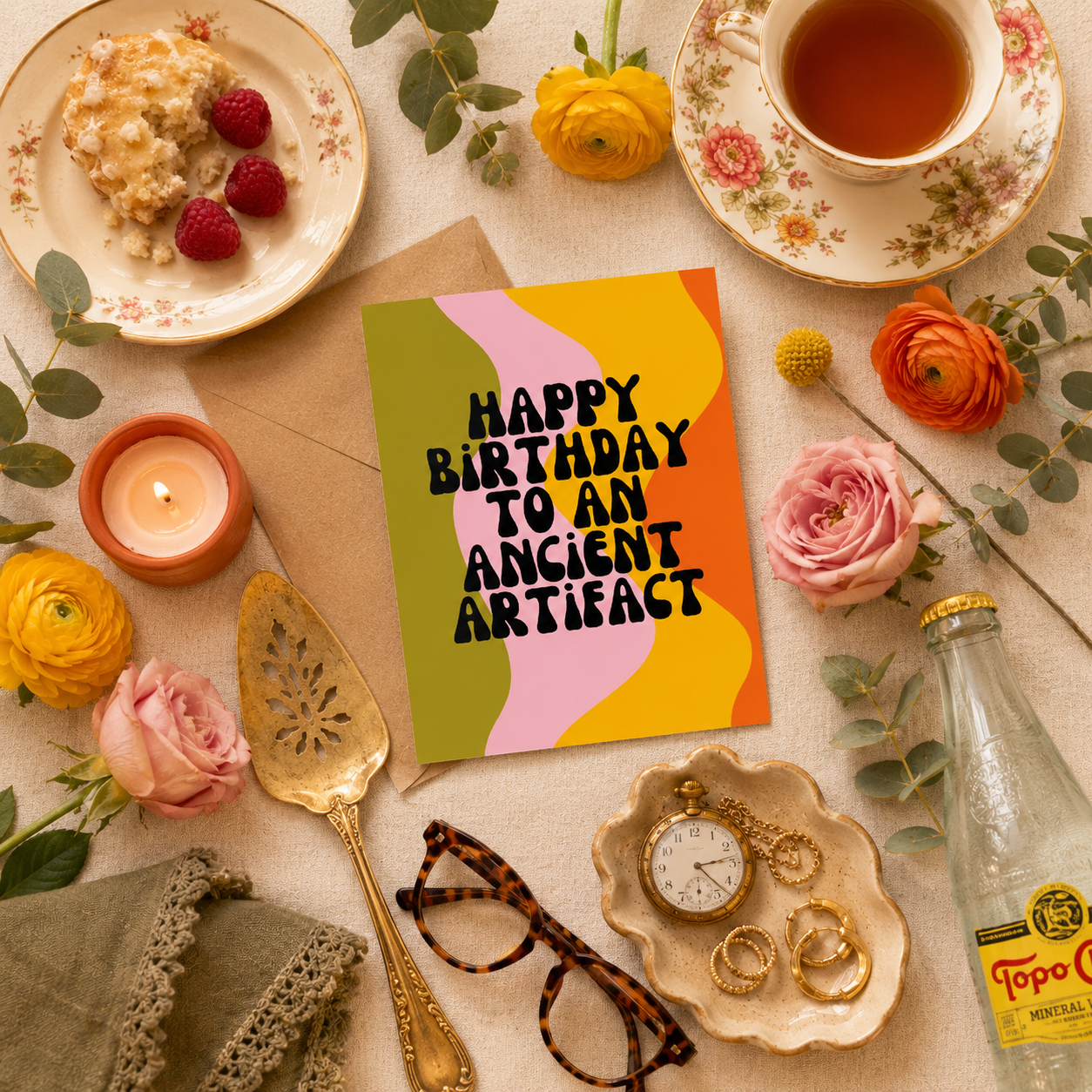Funny Rude Birthday Card — Happy Birthday to an Ancient Artifact A2 Card