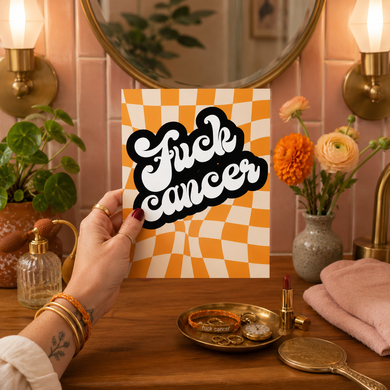 Funny Cancer Support Card — F*ck Cancer A2 Card