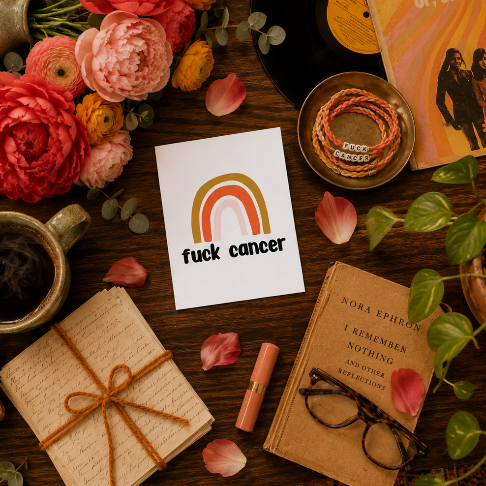 Funny Cancer Support Card — Fuck Cancer Rainbow A2 Card
