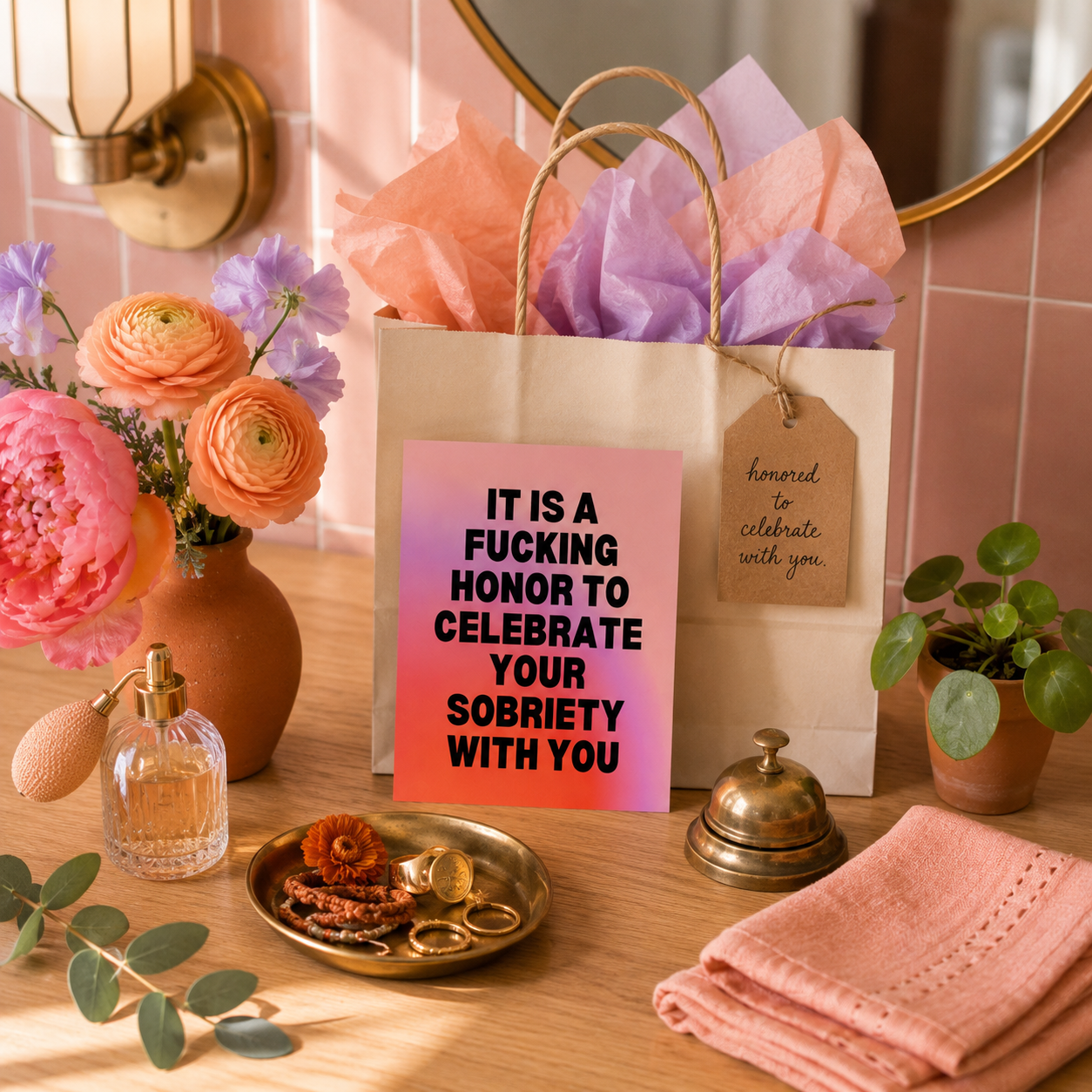 Funny Sobriety Card — It Is a Fucking Honor to Celebrate Sobriety With You A2 Card