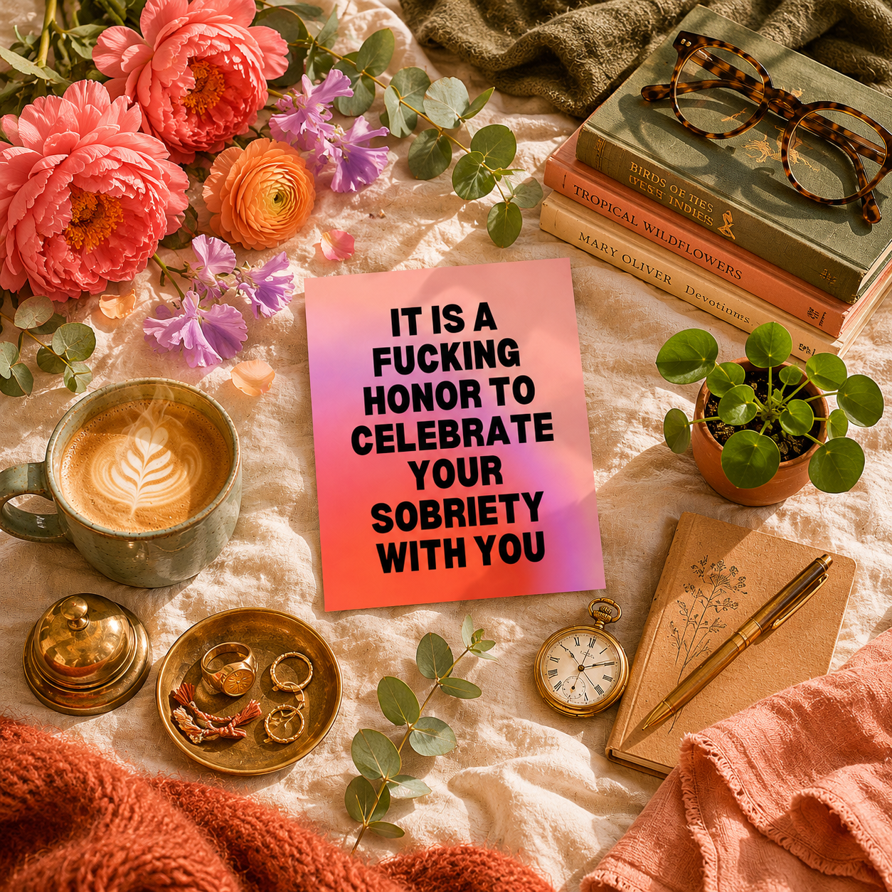 Funny Sobriety Card — It Is a Fucking Honor to Celebrate Sobriety With You A2 Card