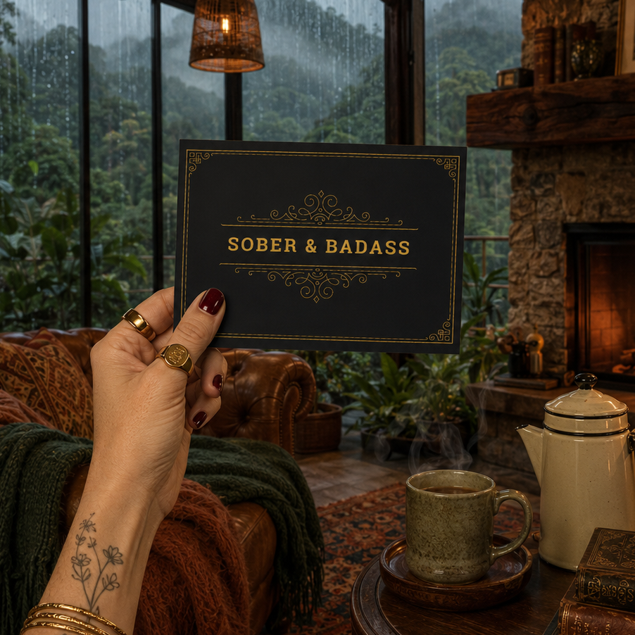 Funny Sobriety Card — Sober and Badass A2 Card
