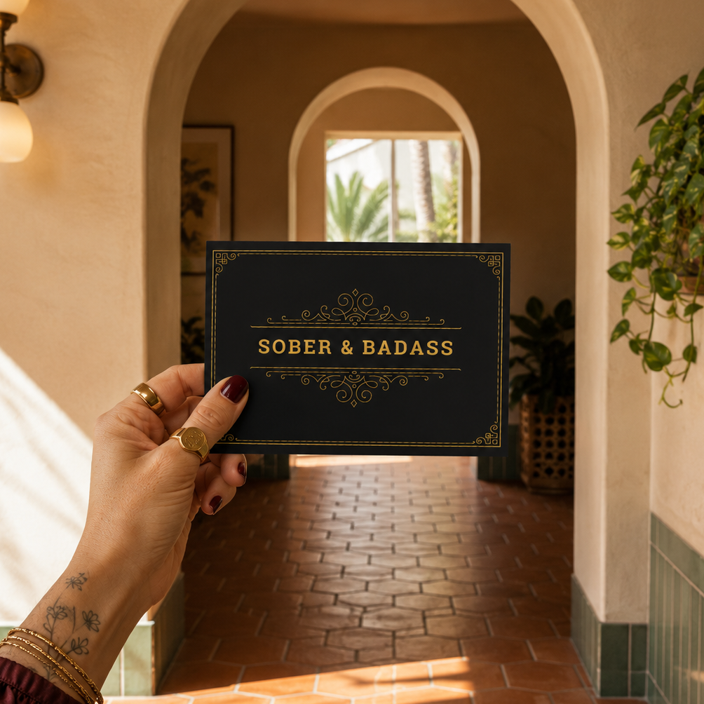 Funny Sobriety Card — Sober and Badass A2 Card