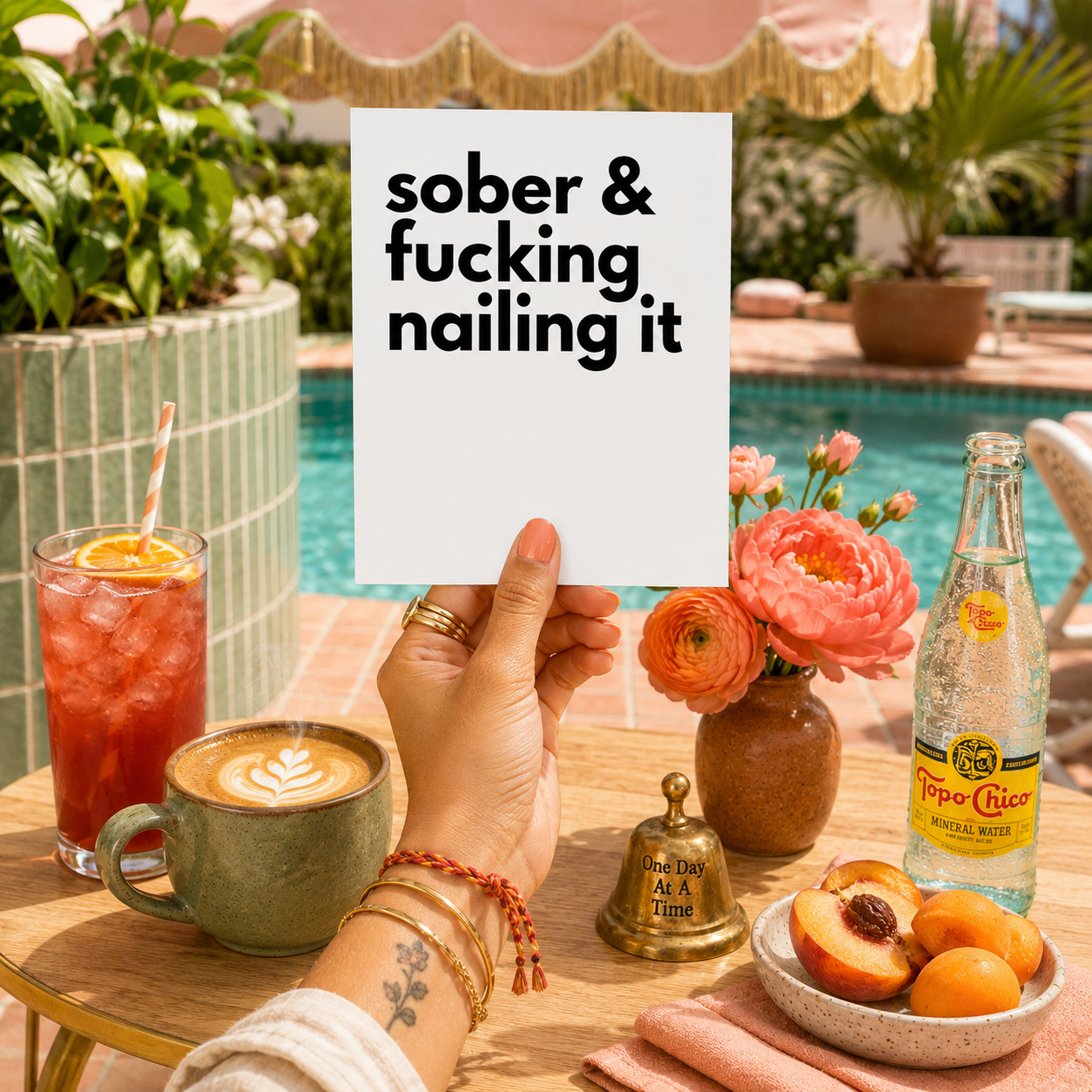 Funny Sobriety Card — Sober and Fucking Nailing It A2 Card