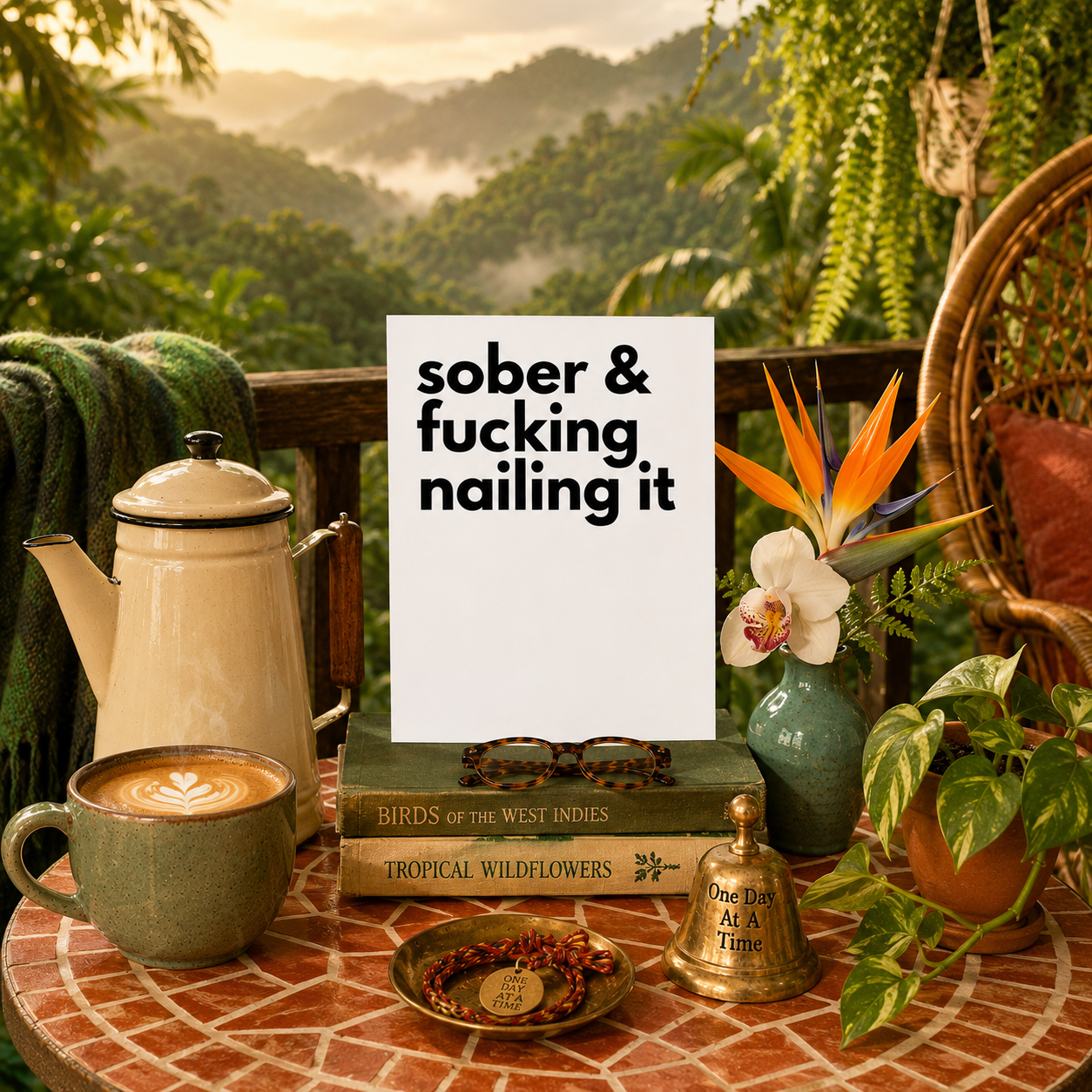 Funny Sobriety Card — Sober and Fucking Nailing It A2 Card