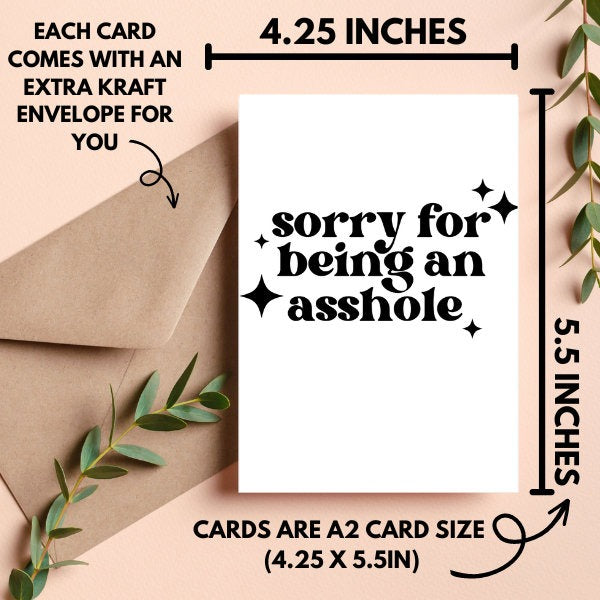 Sorry for Being an Asshole Apology Card