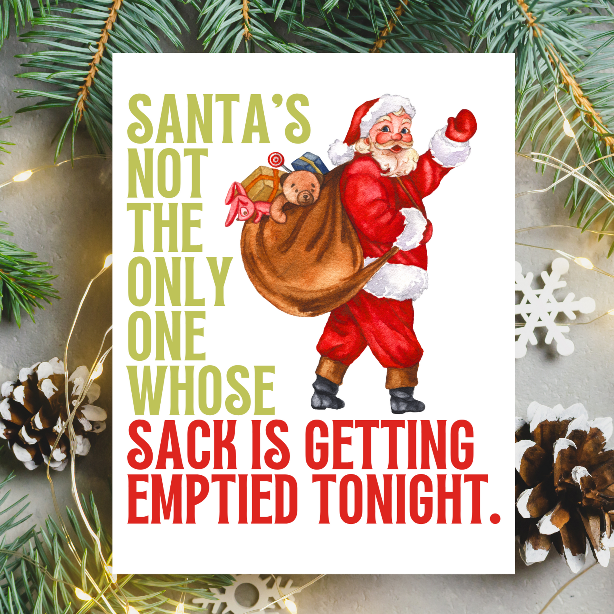 Naughty Santa Sack Christmas Card
