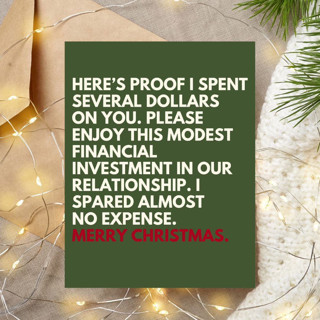Modest Financial Investment Funny Christmas Card