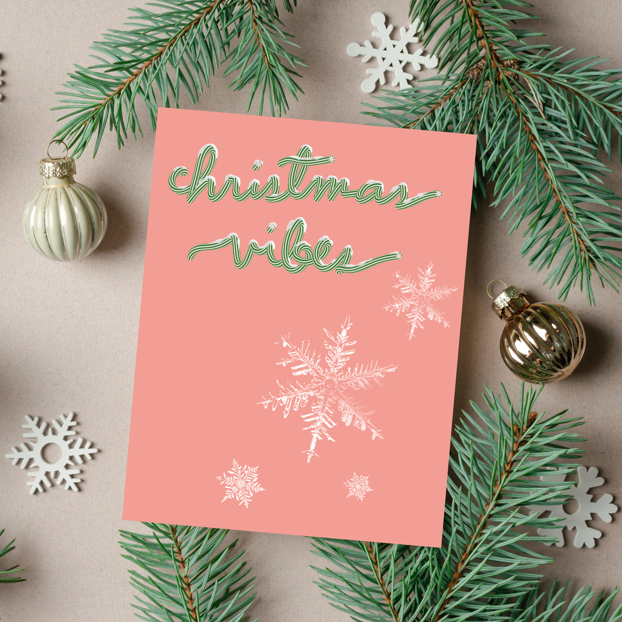 Christmas Vibes Pink Candy Cane Card