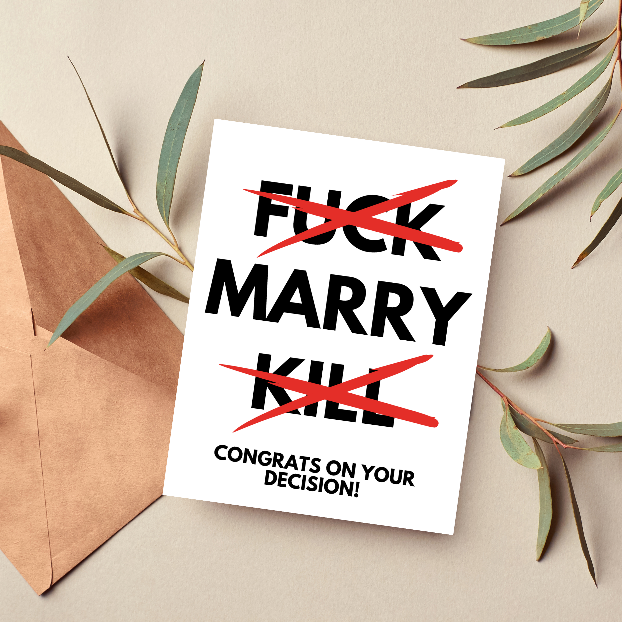 Fuck Marry Kill Congratulations Card