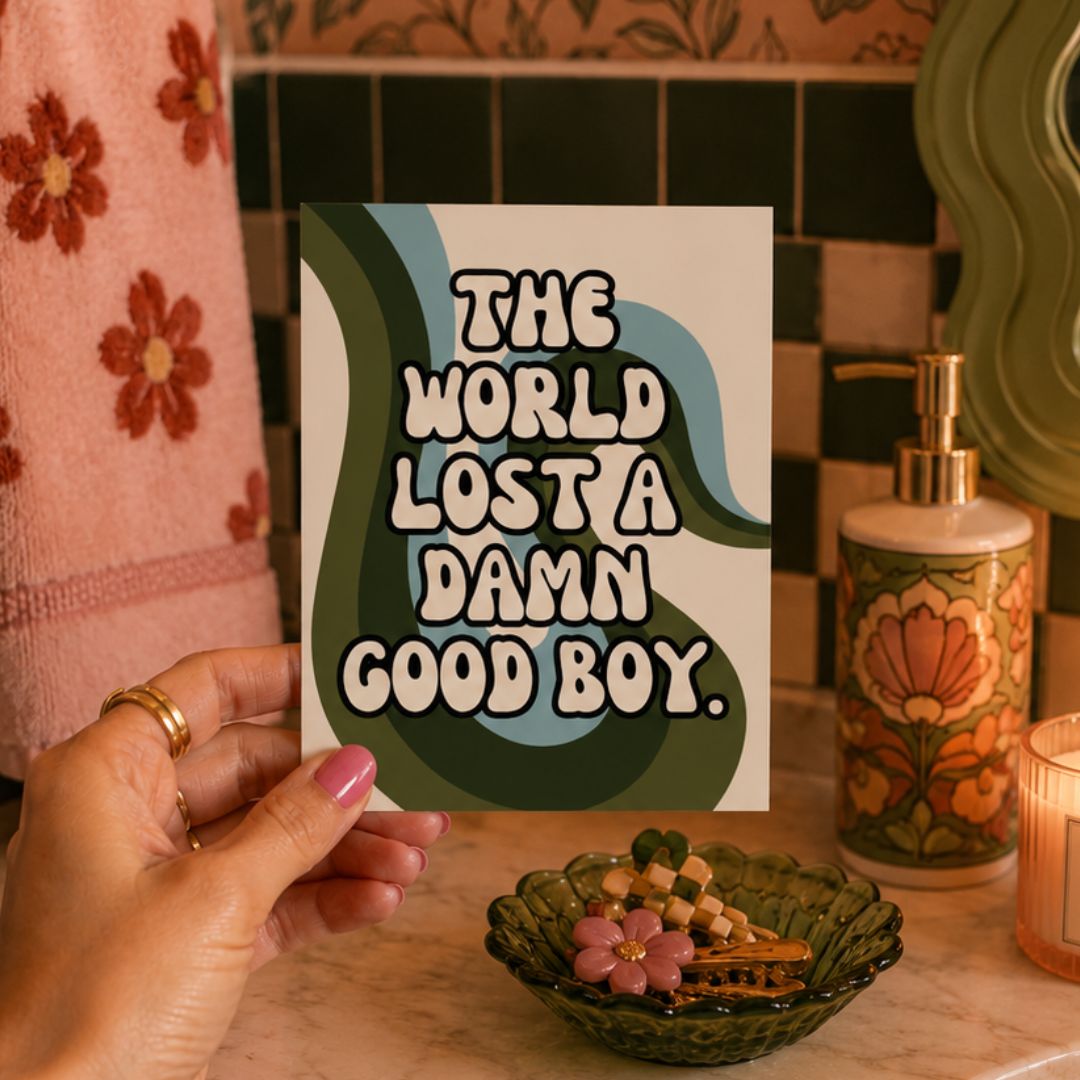 The World Lost a Damn Good Boy Pet Sympathy Card