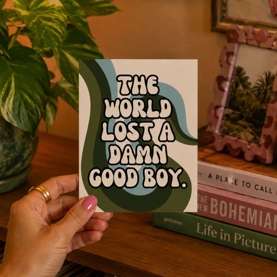 The World Lost a Damn Good Boy Pet Sympathy Card
