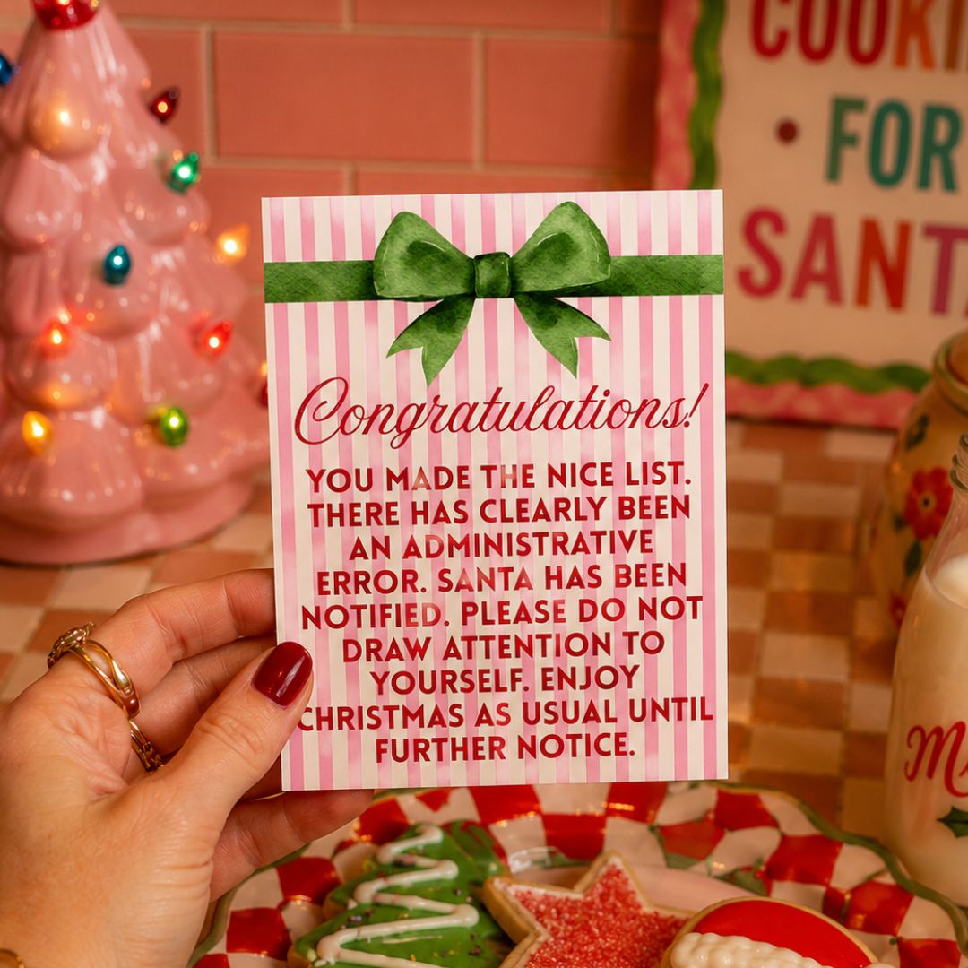 Nice List Administrative Error Funny Christmas Card