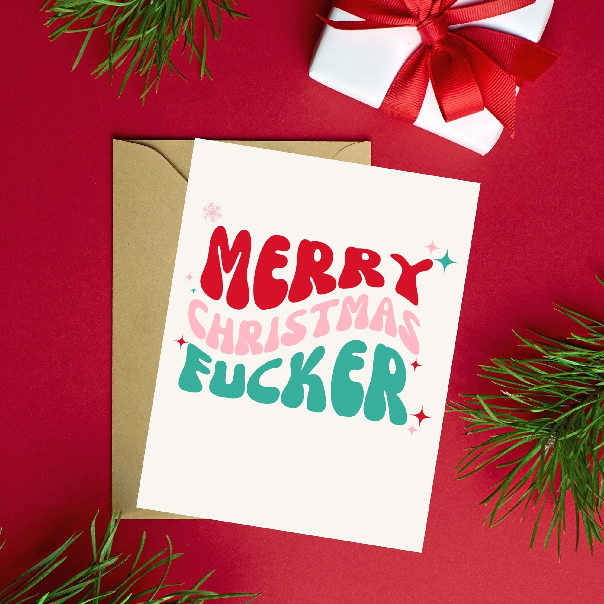 Merry Christmas Fucker Retro Card