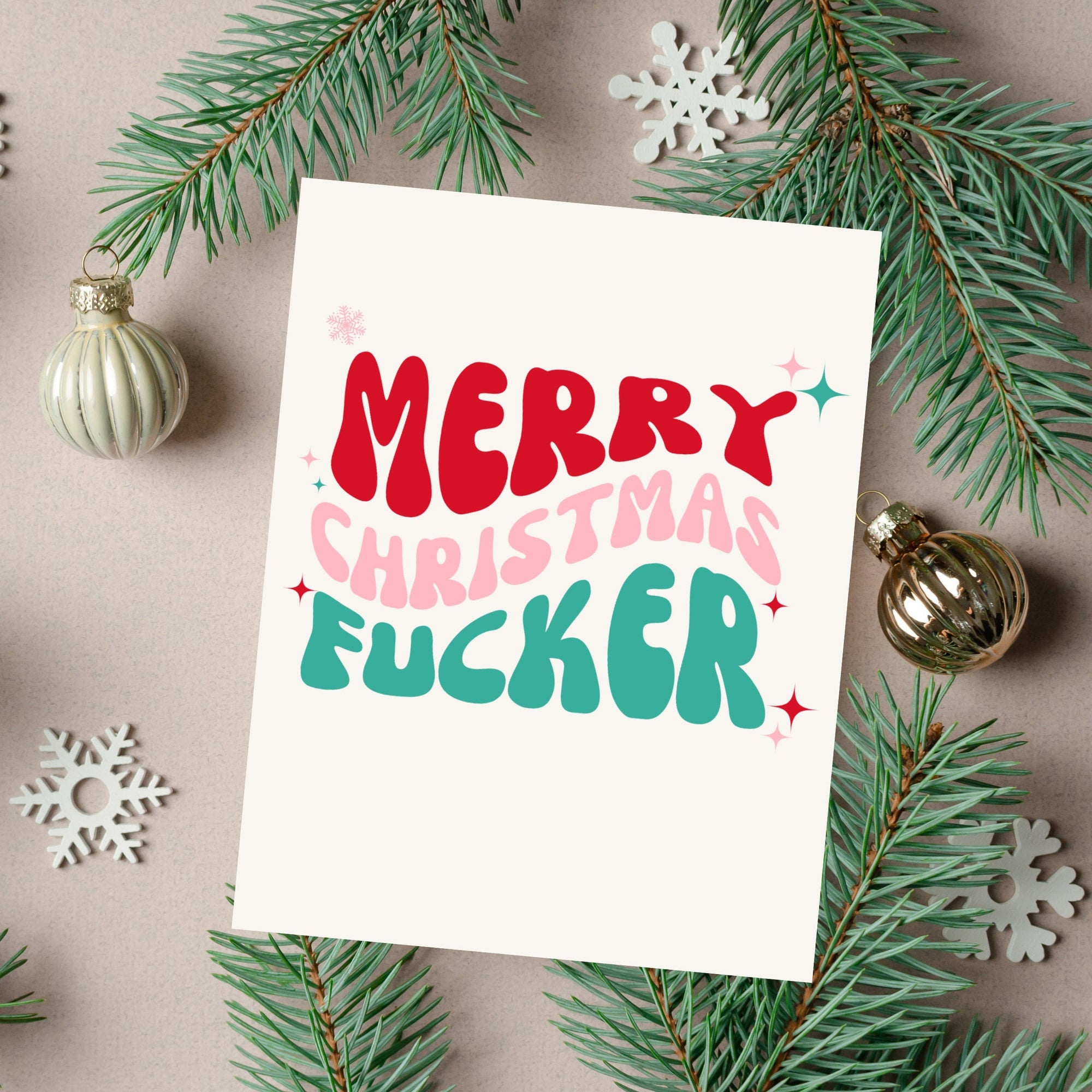 Merry Christmas Fucker Retro Card